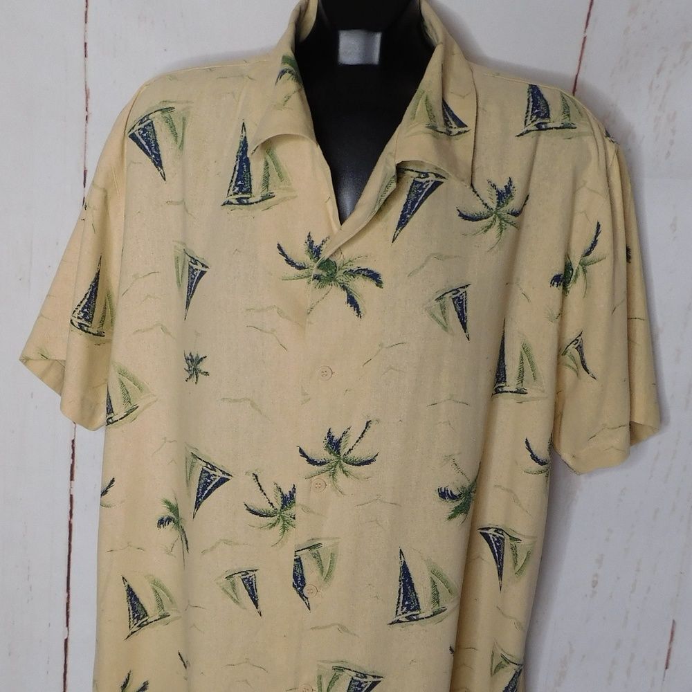 Robert Louis  Mens Sz XL Tropical Button Down Short Sleeve Shirt